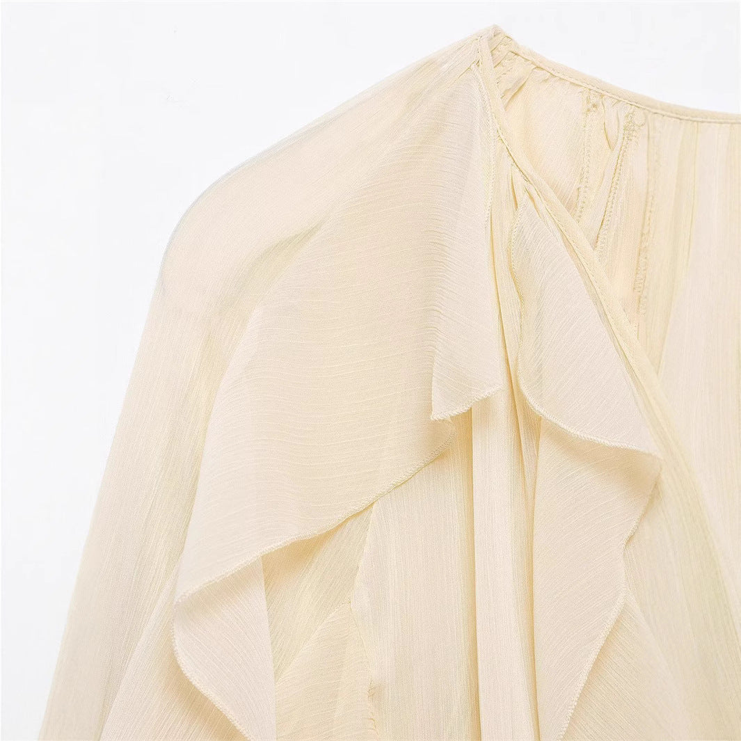 Spring new shirt top long style fashionable loose casual design sense niche layered decoration