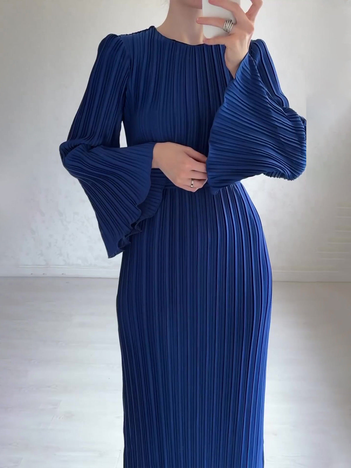 Blue O-Neck Dresses For Women