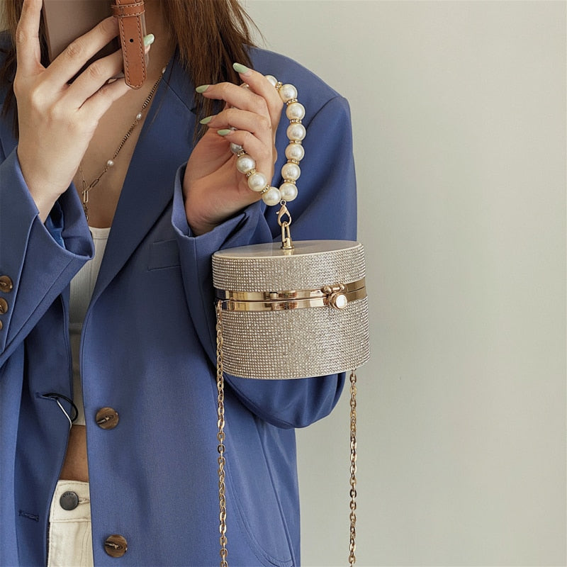 Diamond Acrylic Round Party Clutch Bag