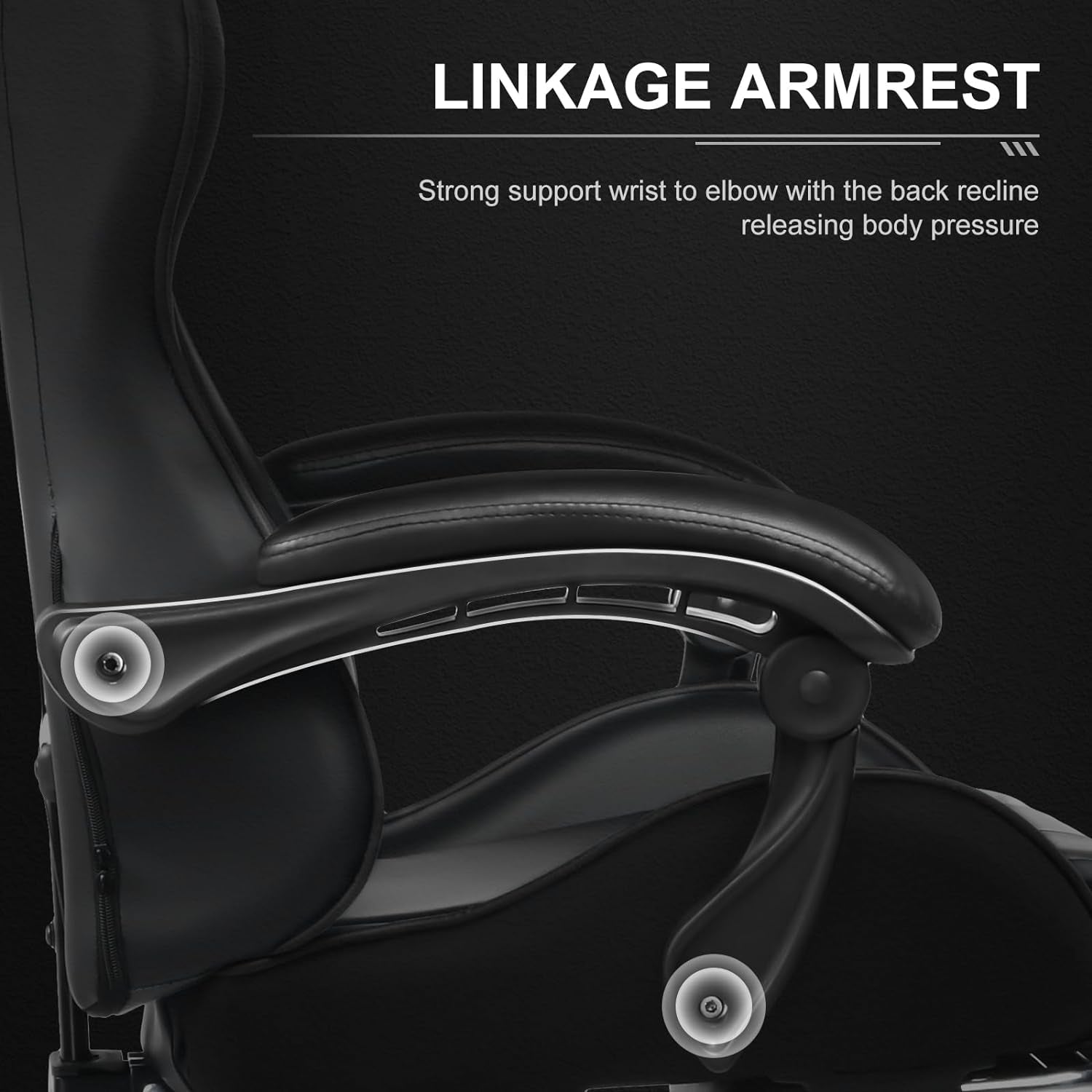 Gaming Chair, Computer Chair with Footrest and Lumbar Support, Height Adjustable Game Chair with 360°-Swivel Seat and Headrest and for Office or Gaming (Faux Leather, Black)-0