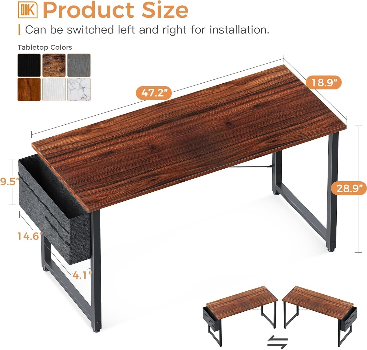 48 Inch Brown Gaming Desk with Storage-2