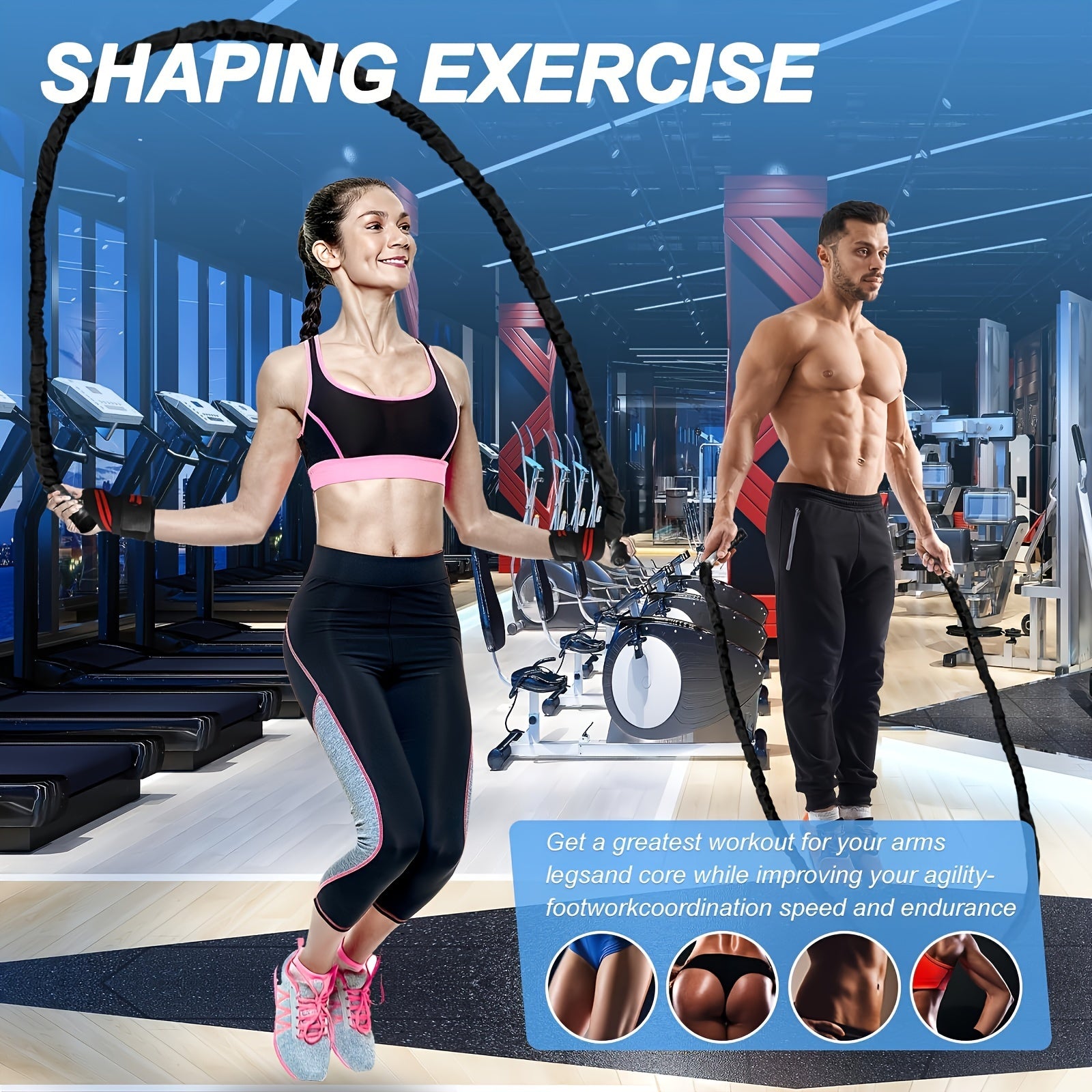 9.2 FT 1" Heavy Battle Ropes For Home Gym, Strength Training Workout Rope, Building Muscle Gym Ropes