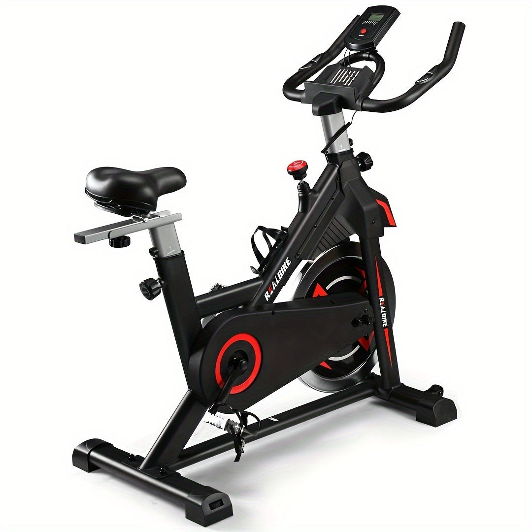 Exercise Bike, Indoor Bike/Brake Pad Stationary Bike, for Family, Indoor Bike with Silent Belt Drive, Heavy Duty Flywheel, Comfortable Saddle And Upgraded LCD Display