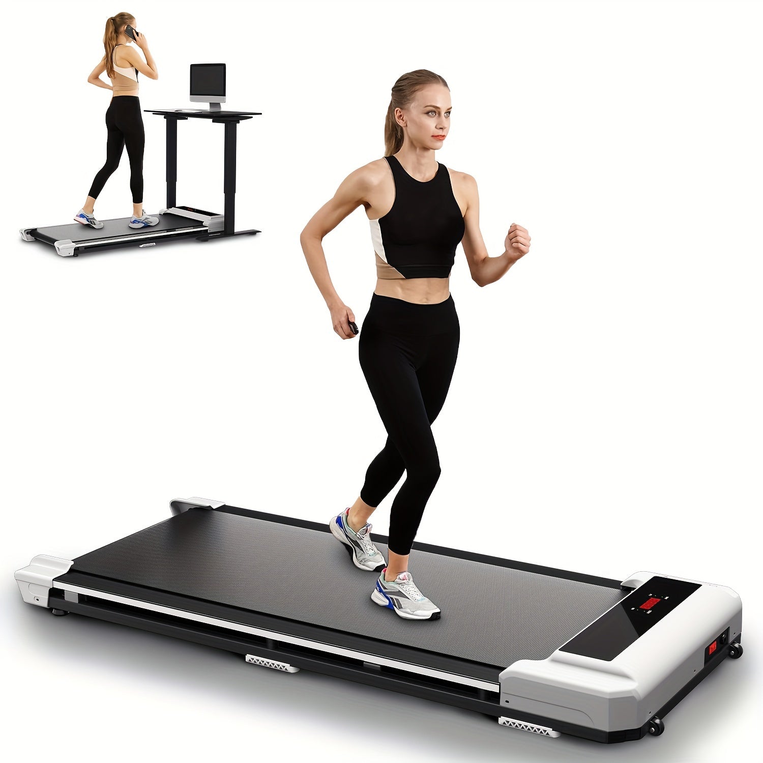 AIRHOT 1pc Under Desk Treadmill, 2.25HP Running Machine For Home Office, With 265lbs Weight Capacity, Remote Control, LED Display