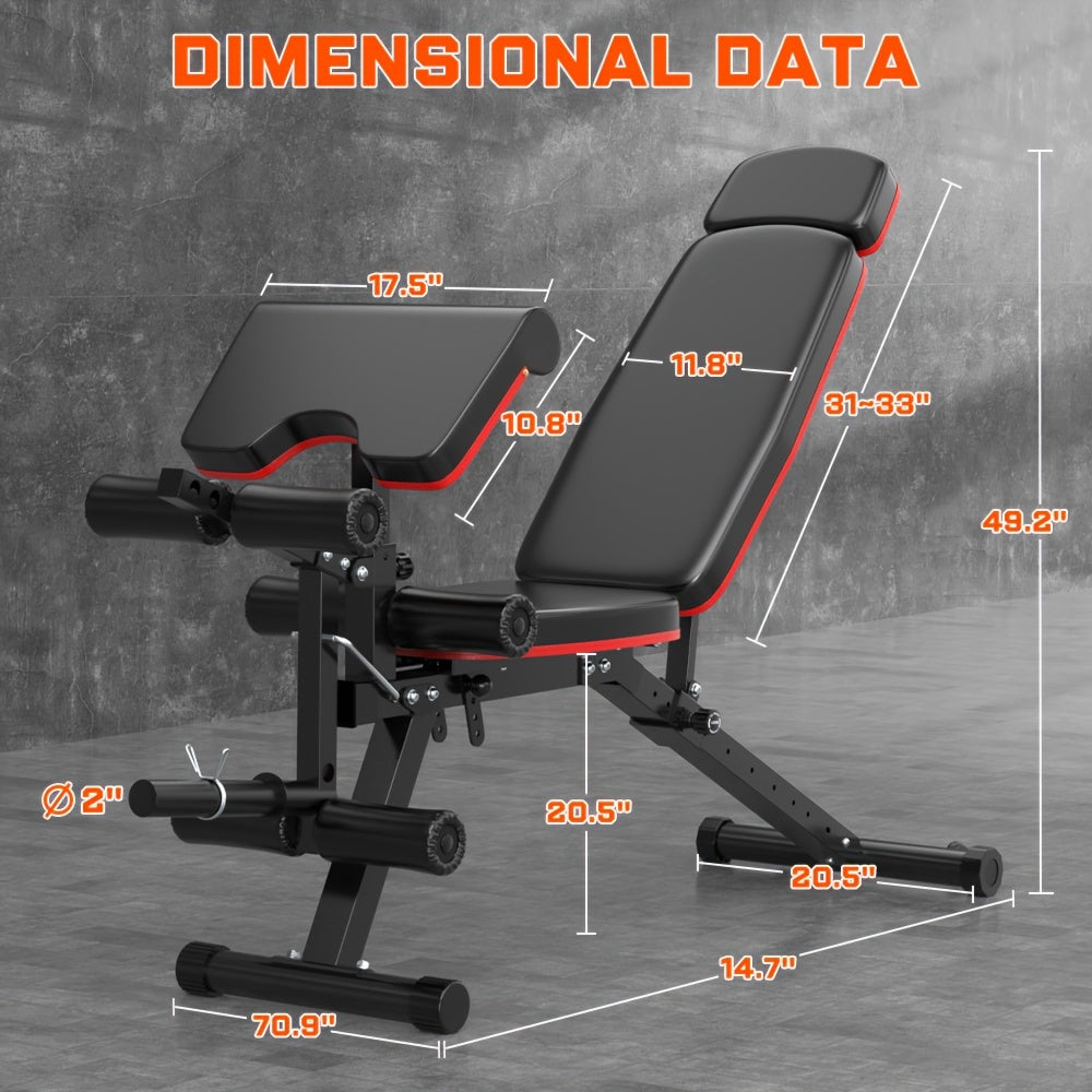 Adjustable Weight Bench For Full Body Workout, Workout Bench For Home Gym, Multi-Purpose Weight Bench With Fast Adjustment For Bench Press Sit Up Incline Flat Decline