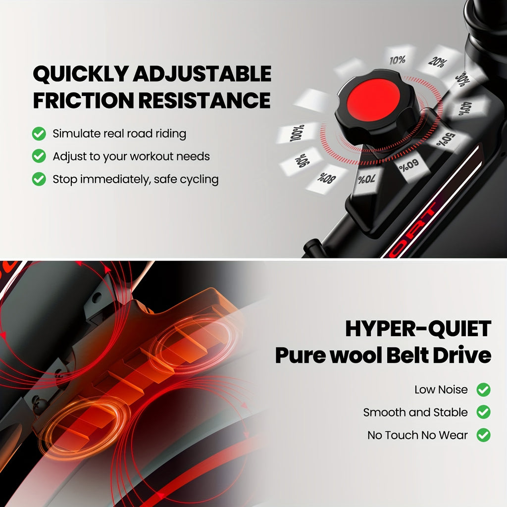 Exercise Bike-Indoor Stationary Bike for Home Gym, Workout Bike With Belt Drive, Cycling Bike With Digital Display & Comfortable Seat Cushion Convenient operation makes workouts easier and more efficient