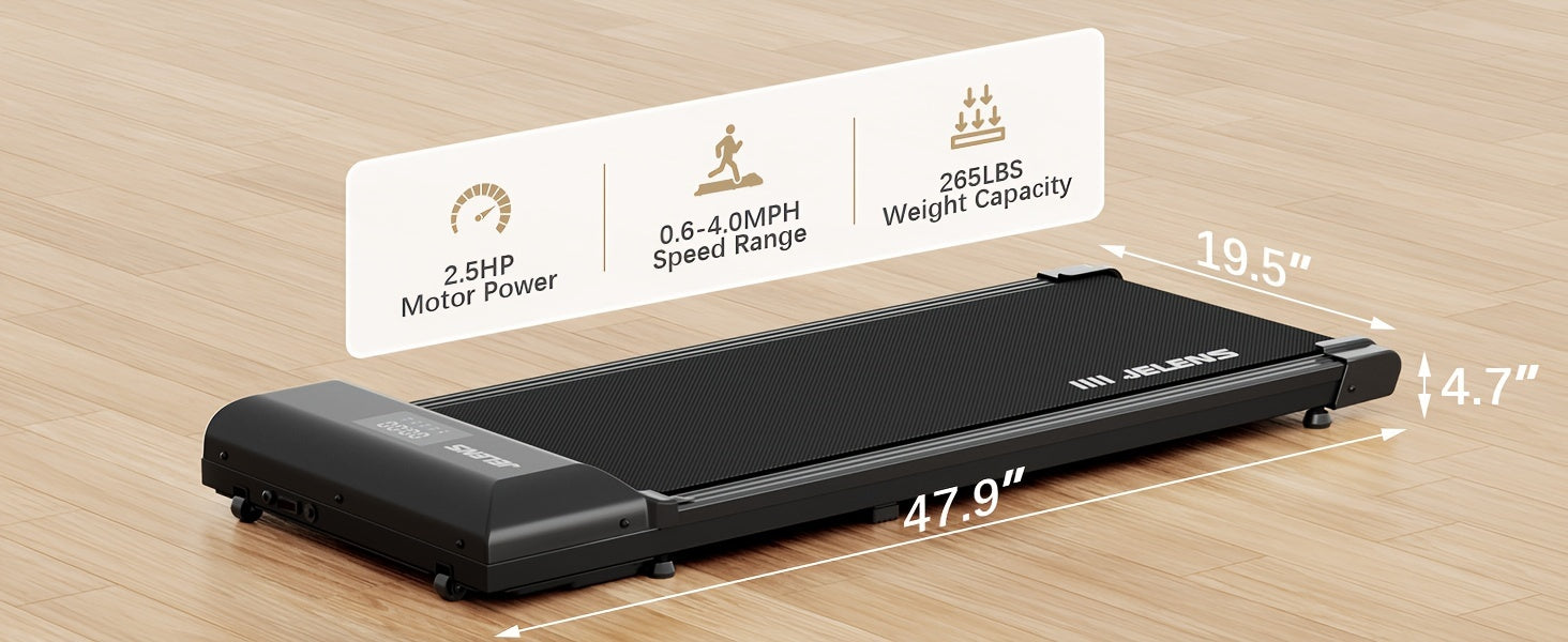 ProWalk Slim Folding Treadmill - 2.5HP Portable Under Desk Walking Machine with Remote Control, LED Display, and Space-Saving Design for Home Office Exercise and Fitness