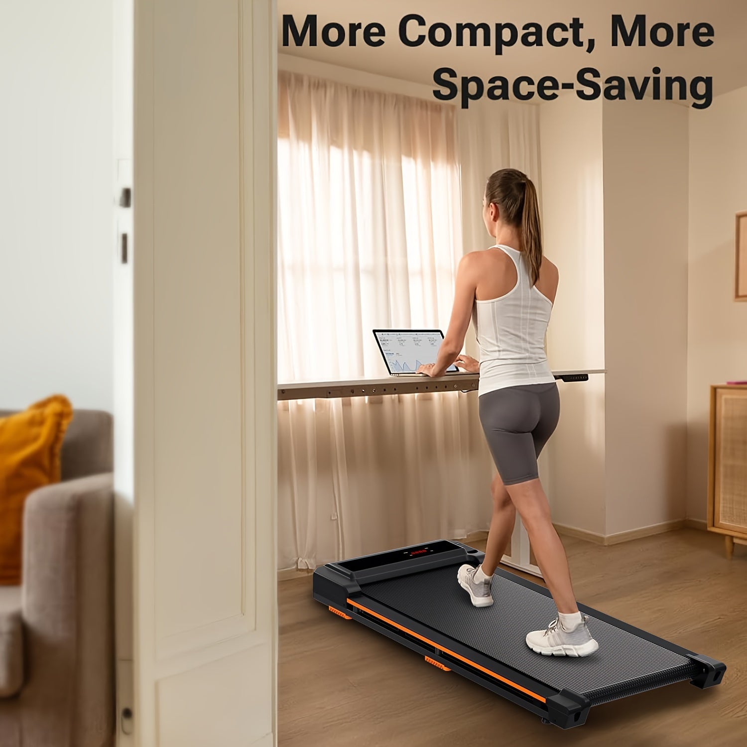 AIRHOT 1pc Under Desk Treadmill, 2.25HP Running Machine For Home Office, With 265lbs Weight Capacity, Remote Control, LED Display