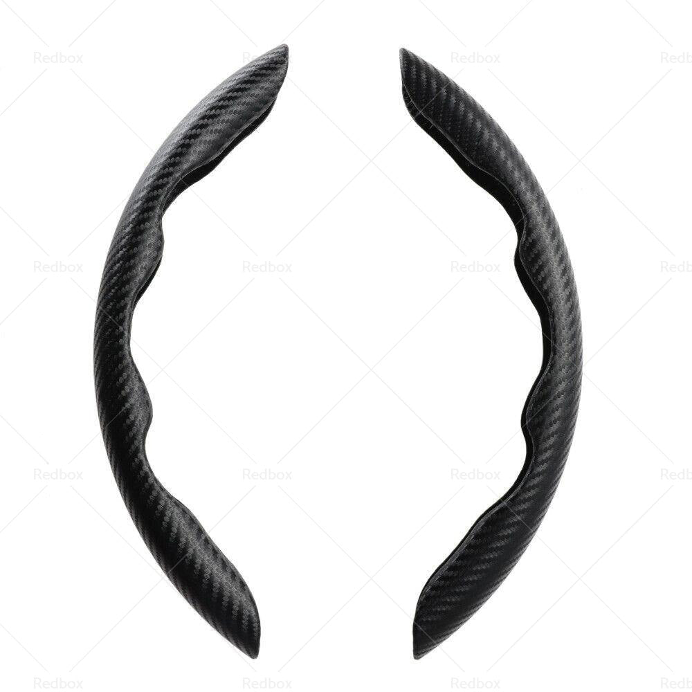 2x Black Carbon Fiber Car Steering Wheel Booster Non-Slip Cover Trim Accessories-2