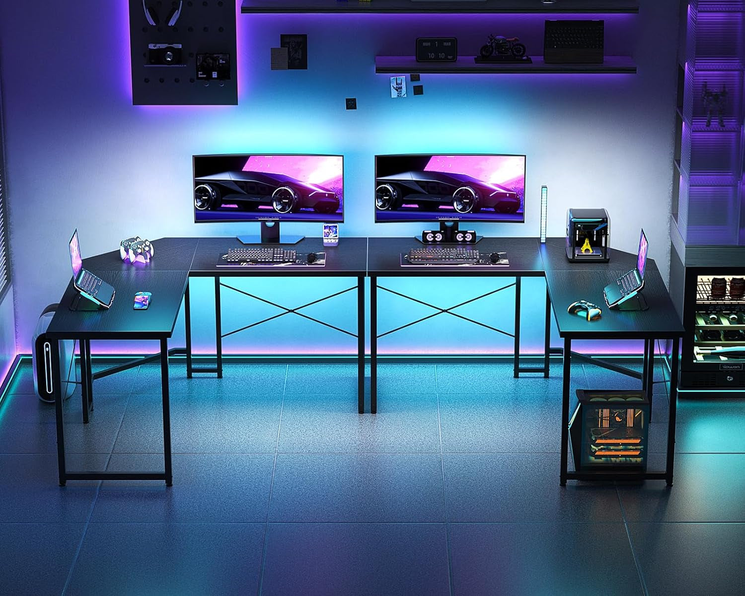 L Shaped Gaming Desk, Corner Desk Gaming Table for Home Office, Computer Desk Sturdy Writing Workstation for Small Space, Easy to Assemble, 51 Inch, Black-4