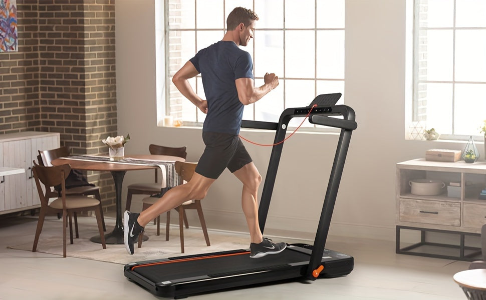2 in 1 Foldable Treadmill, Under Desk Treadmill 300 lb Capacity, Walking Pad Treadmill, Installation-Free Folding Treadmill, Electric Treadmill, Running Machine for Home Black