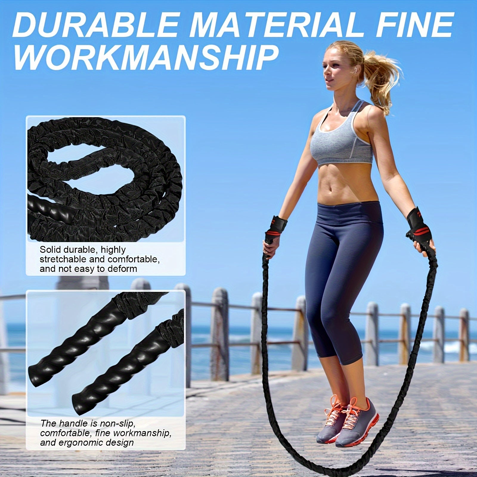 9.2 FT 1" Heavy Battle Ropes For Home Gym, Strength Training Workout Rope, Building Muscle Gym Ropes