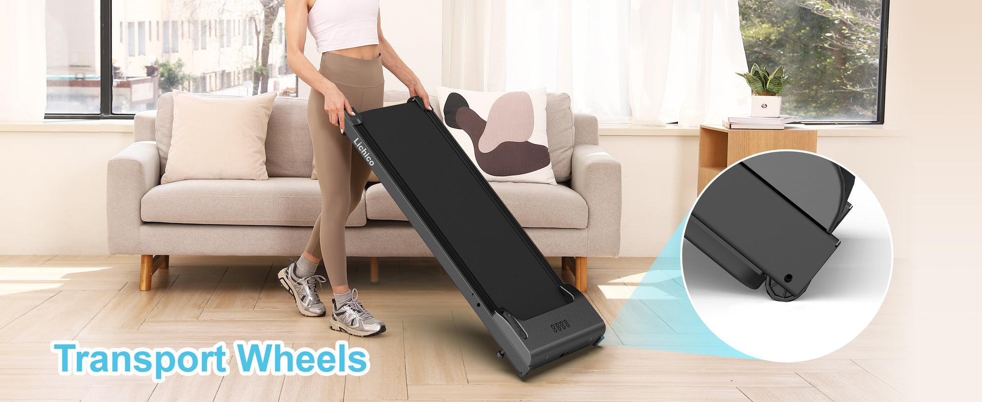 Lichico Under Desk Treadmill, Walking Pad Portable Small Treadmill for Home and Office, 2.5HP Super Quiet Brushless Motorized Walking Jogging Running Machine with Remote Control