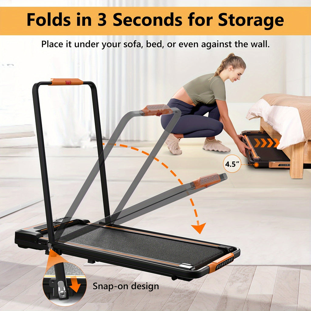 AIRHOT 2-in-1 Under Desk Treadmill 2.5HP Folding Compact Black Walking Pad, Without Battery