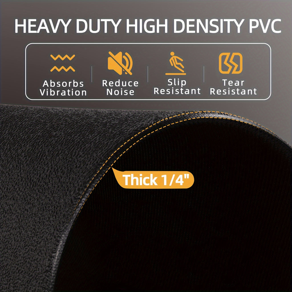 High Density Home Gym Treadmill Exercise Bike Equipment Mat, 1/4" Thick, Multiple Sizes