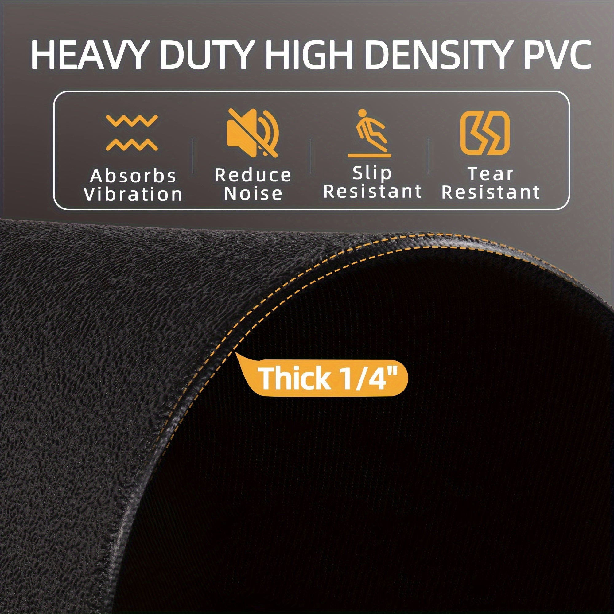 High Density Home Gym Treadmill Exercise Bike Equipment Mat, 1/4" Thick, Multiple Sizes