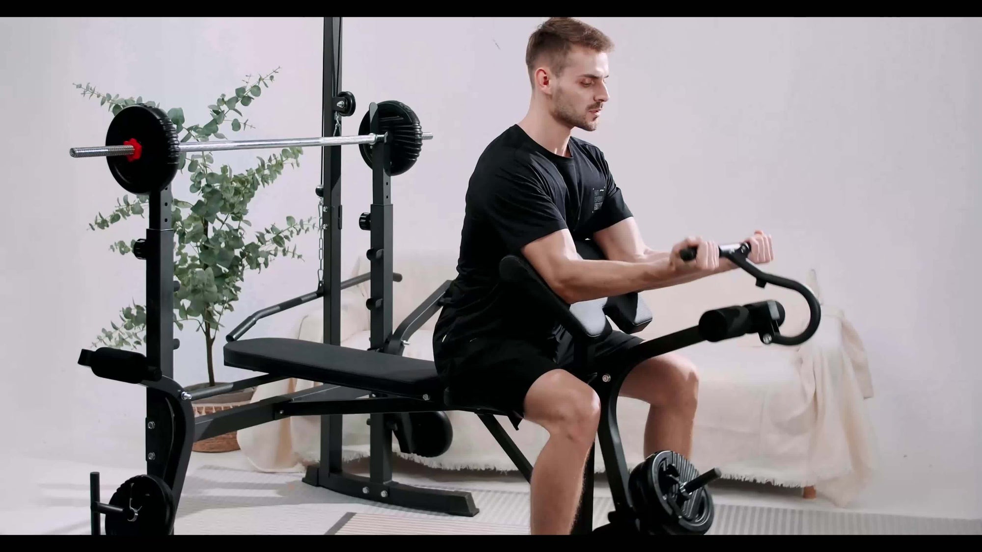 1pc Rigel 600lbs Capacity Adjustable Weight Bench 6-in-1 Fitness Stool with Leg Extension & Curl, Pec Deck, Incline/Decline Bench for Full Body Workout, Strength Training, Home Gym - Black