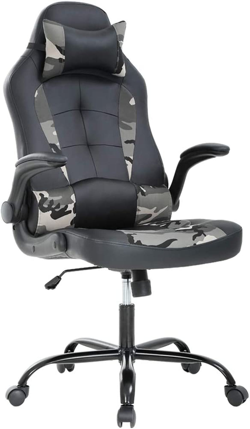 PC Gaming Chair Ergonomic Office Chair Cheap Desk Chair PU Leather Racing Chair Executive Swivel Rolling Computer Chair with Lumbar Support Flip up Arms Headrest for Adults,Camo-0