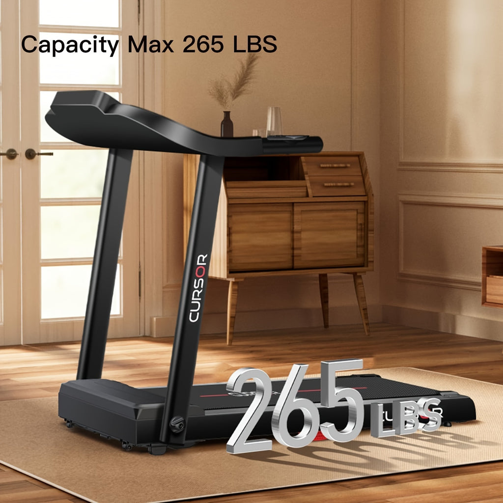 Fitness Stepper Home Folding Treadmill With Pulse Sensor, 2.5HP Foldable Portable Treadmill, 7.5 MPH Electric Motorized Running Machine With Heart Rate Sensor, 265 LBS Capacity For Home Gym