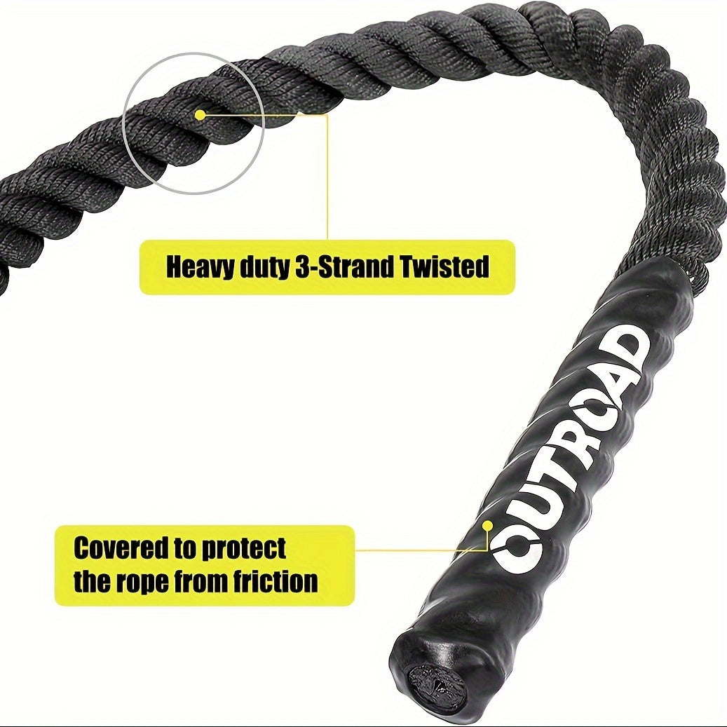 30Ft 1.5 Inch Battle Ropes - Polyester Workout Rope Heavy For Home Body Workouts Building Muscle, Black - For Fitness Enthusiasts & Athletes - Ideal for Strength Training & HIIT Workouts - Great Gift for Gym Lovers