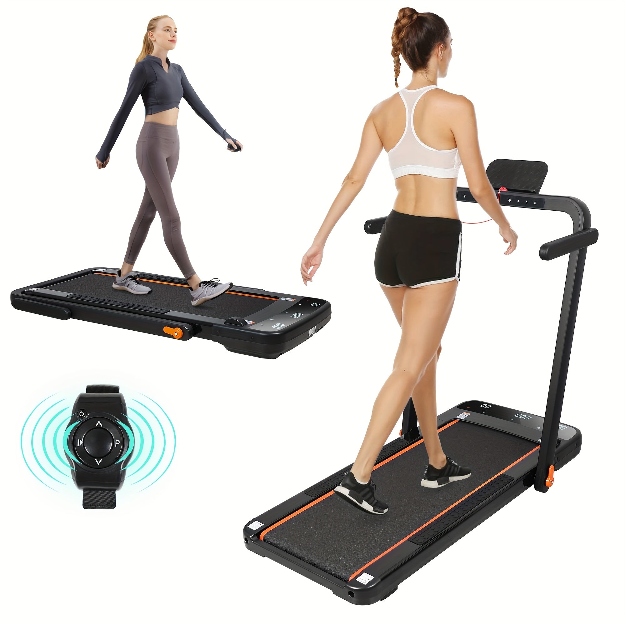2 in 1 Foldable Treadmill, Under Desk Treadmill 300 lb Capacity, Walking Pad Treadmill, Installation-Free Folding Treadmill, Electric Treadmill, Running Machine for Home Black