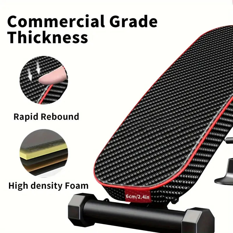 Adjustable Weight Bench for Full Body Exercise - Foldable, Multifunctional, Black&Red (1pc)-2