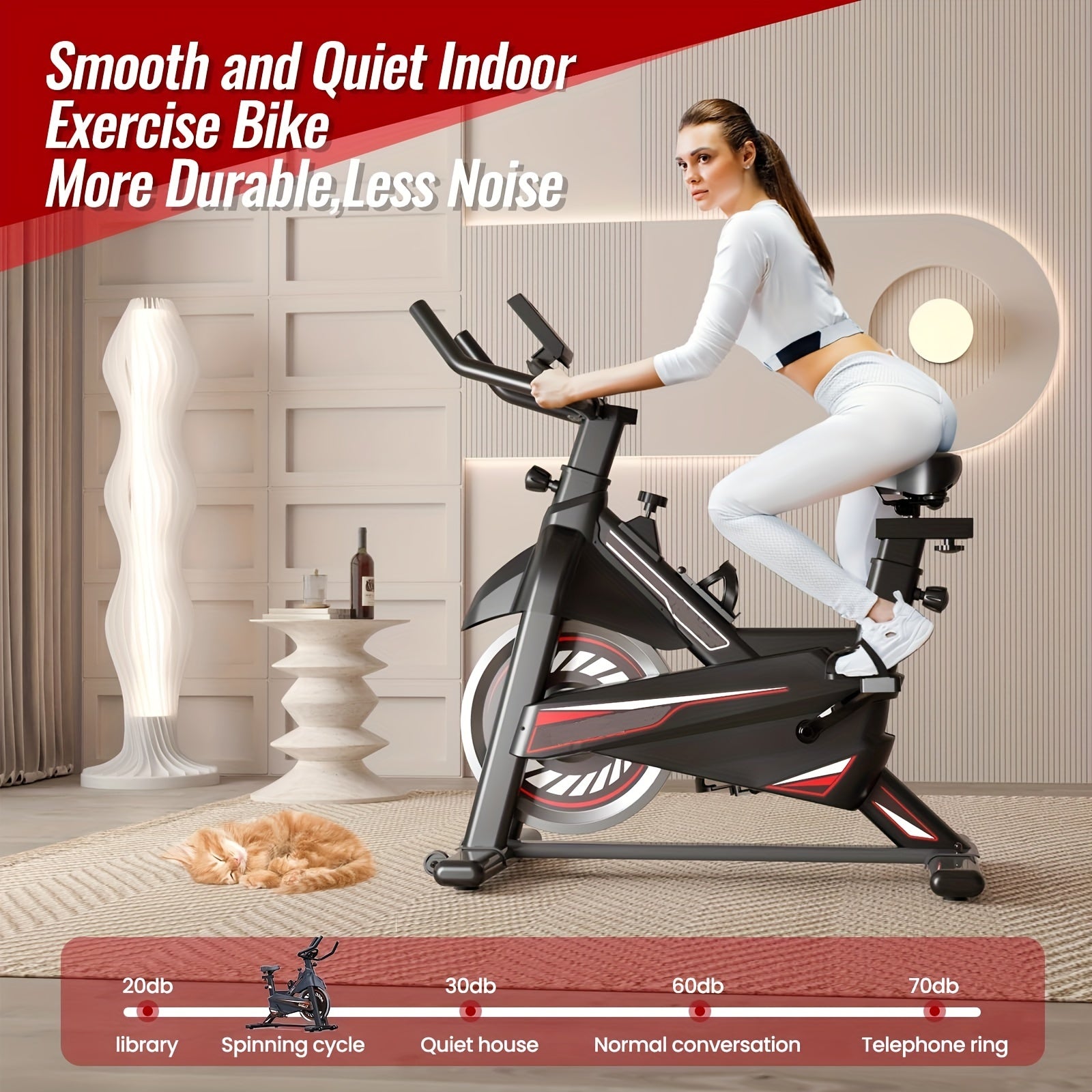 Exercise Bike-Indoor Stationary Bike for Home Gym, Workout Bike With Belt Drive, Cycling Bike With Digital Display & Comfortable Seat Cushion Convenient operation makes workouts easier and more efficient