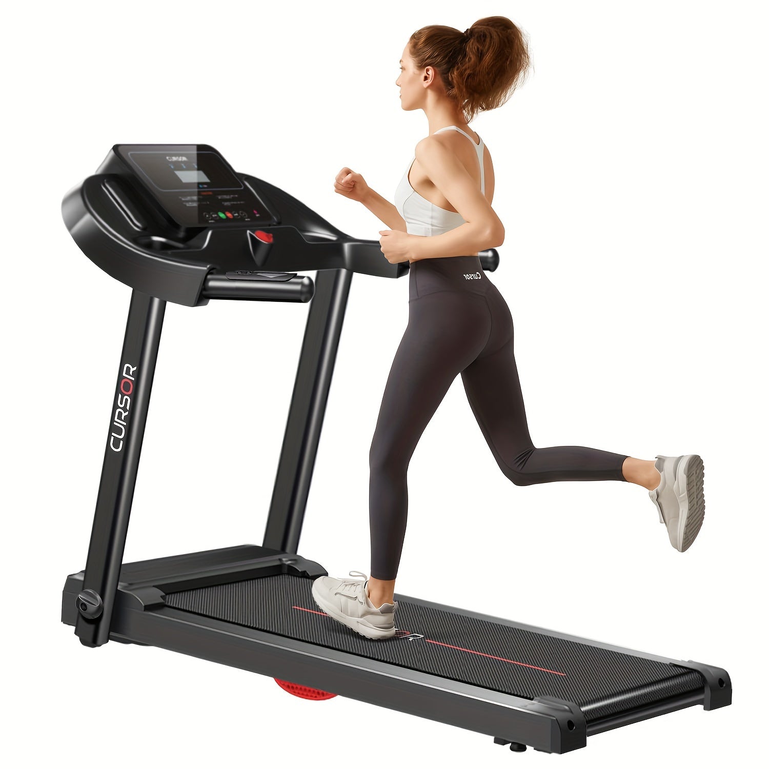 Fitness Stepper Home Folding Treadmill With Pulse Sensor, 2.5HP Foldable Portable Treadmill, 7.5 MPH Electric Motorized Running Machine With Heart Rate Sensor, 265 LBS Capacity For Home Gym