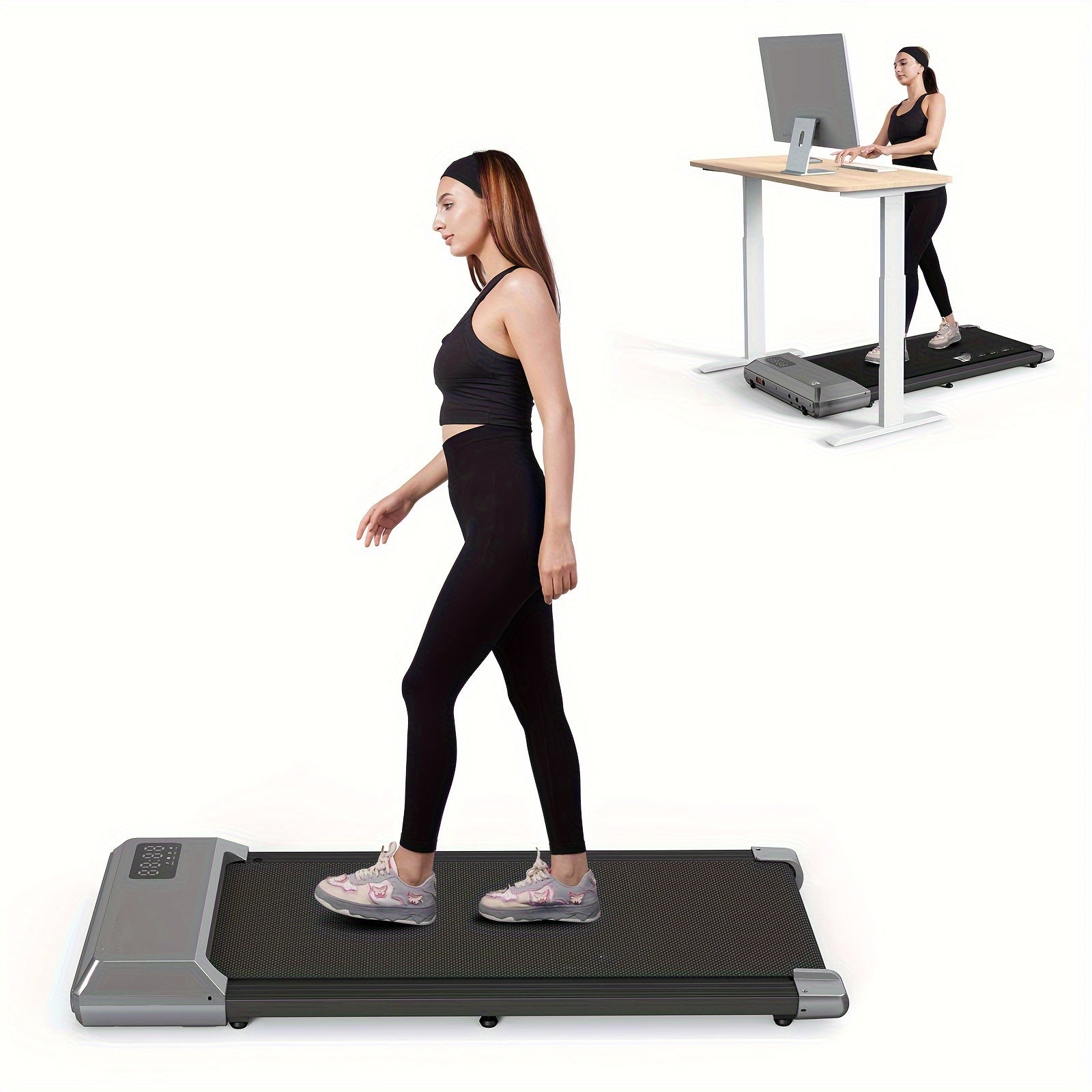 300lbs Capacity Under Desk Treadmill Walking Pad for Home/Office - Portable, Remote Controlled, Space-Saving, Iron Construction - 110V-130V, US Plug, Power Supply Included