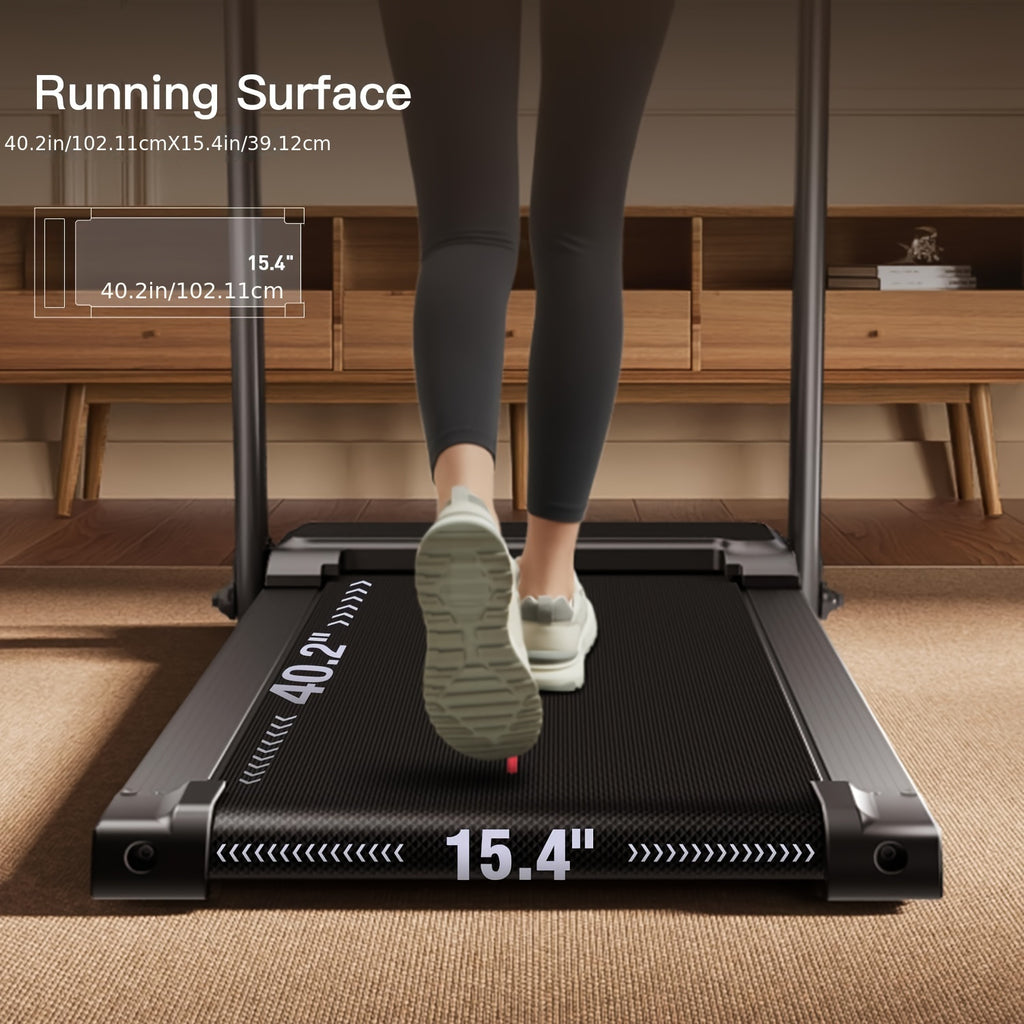 Fitness Stepper Home Folding Treadmill With Pulse Sensor, 2.5HP Foldable Portable Treadmill, 7.5 MPH Electric Motorized Running Machine With Heart Rate Sensor, 265 LBS Capacity For Home Gym