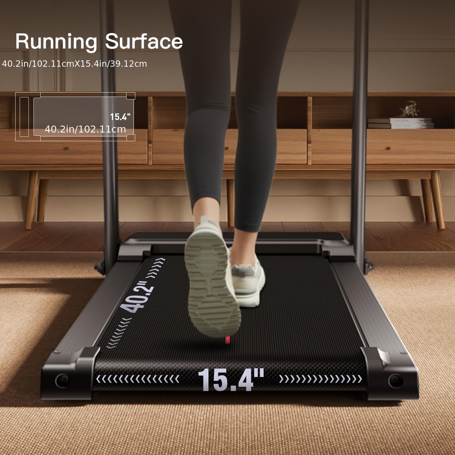 Fitness Stepper Home Folding Treadmill With Pulse Sensor, 2.5HP Foldable Portable Treadmill, 7.5 MPH Electric Motorized Running Machine With Heart Rate Sensor, 265 LBS Capacity For Home Gym
