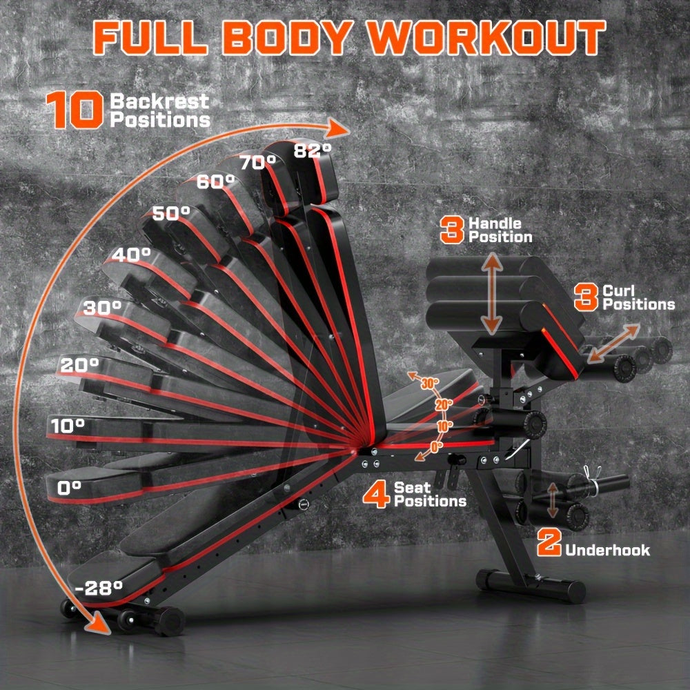 Adjustable Weight Bench For Full Body Workout, Workout Bench For Home Gym, Multi-Purpose Weight Bench With Fast Adjustment For Bench Press Sit Up Incline Flat Decline
