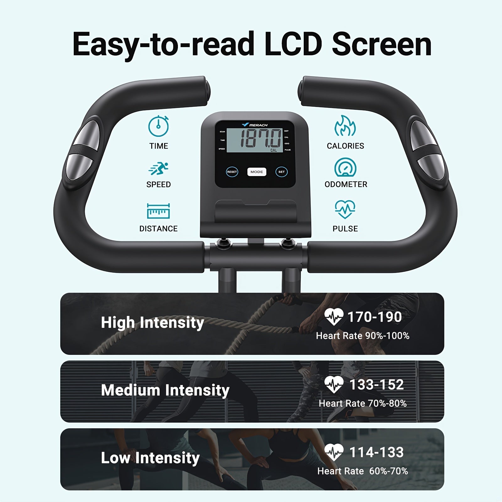 300lbs Capacity 16-Level Resistance MERACH 1pc Foldable Exercise Bike For Home - 4-in-1 Stationary Bike