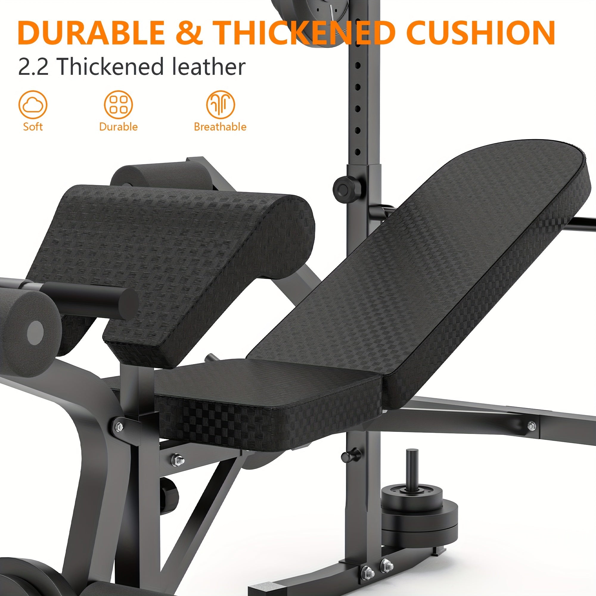 1pc Rigel 600lbs Capacity Adjustable Weight Bench 6-in-1 Fitness Stool with Leg Extension & Curl, Pec Deck, Incline/Decline Bench for Full Body Workout, Strength Training, Home Gym - Black