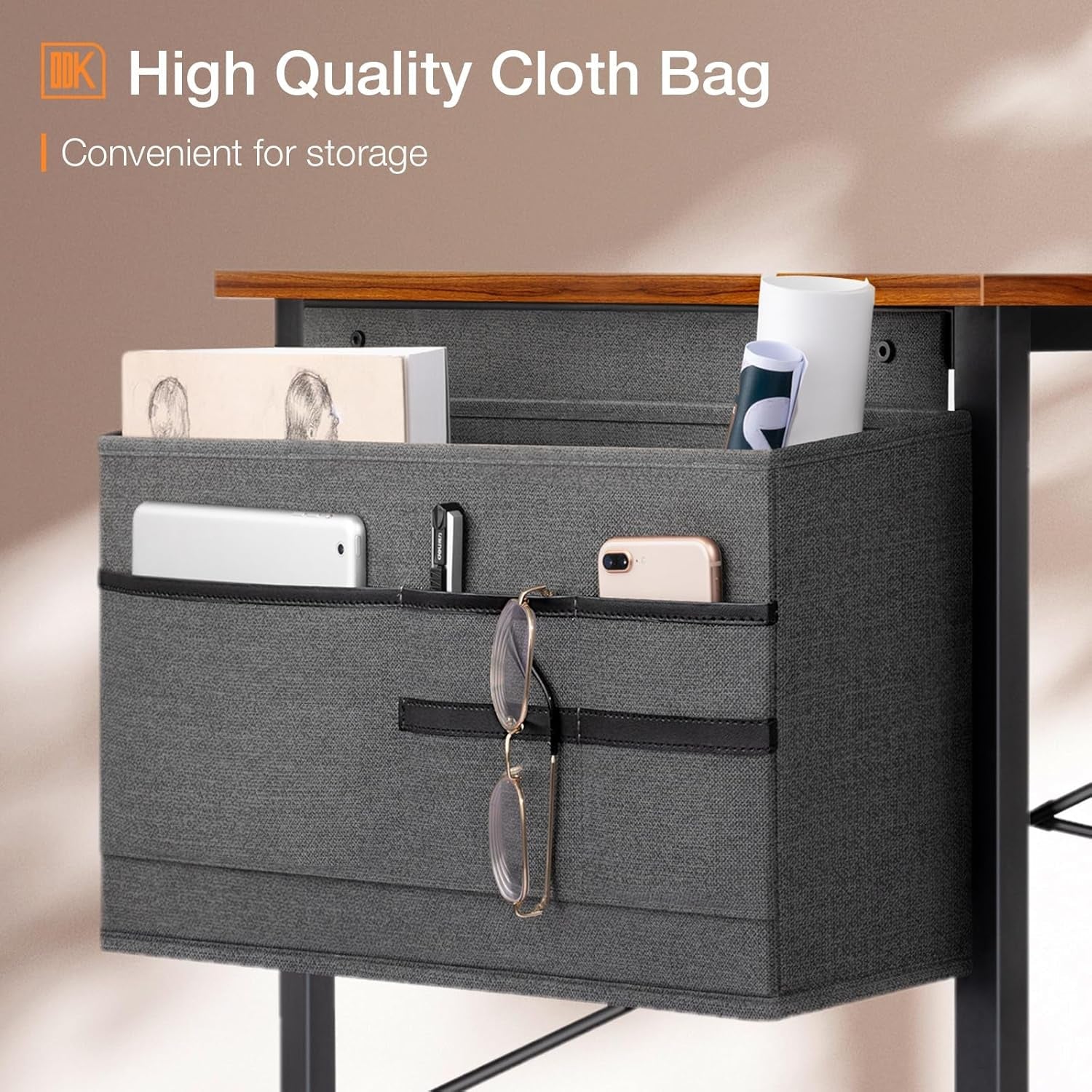48 Inch Brown Gaming Desk with Storage-3