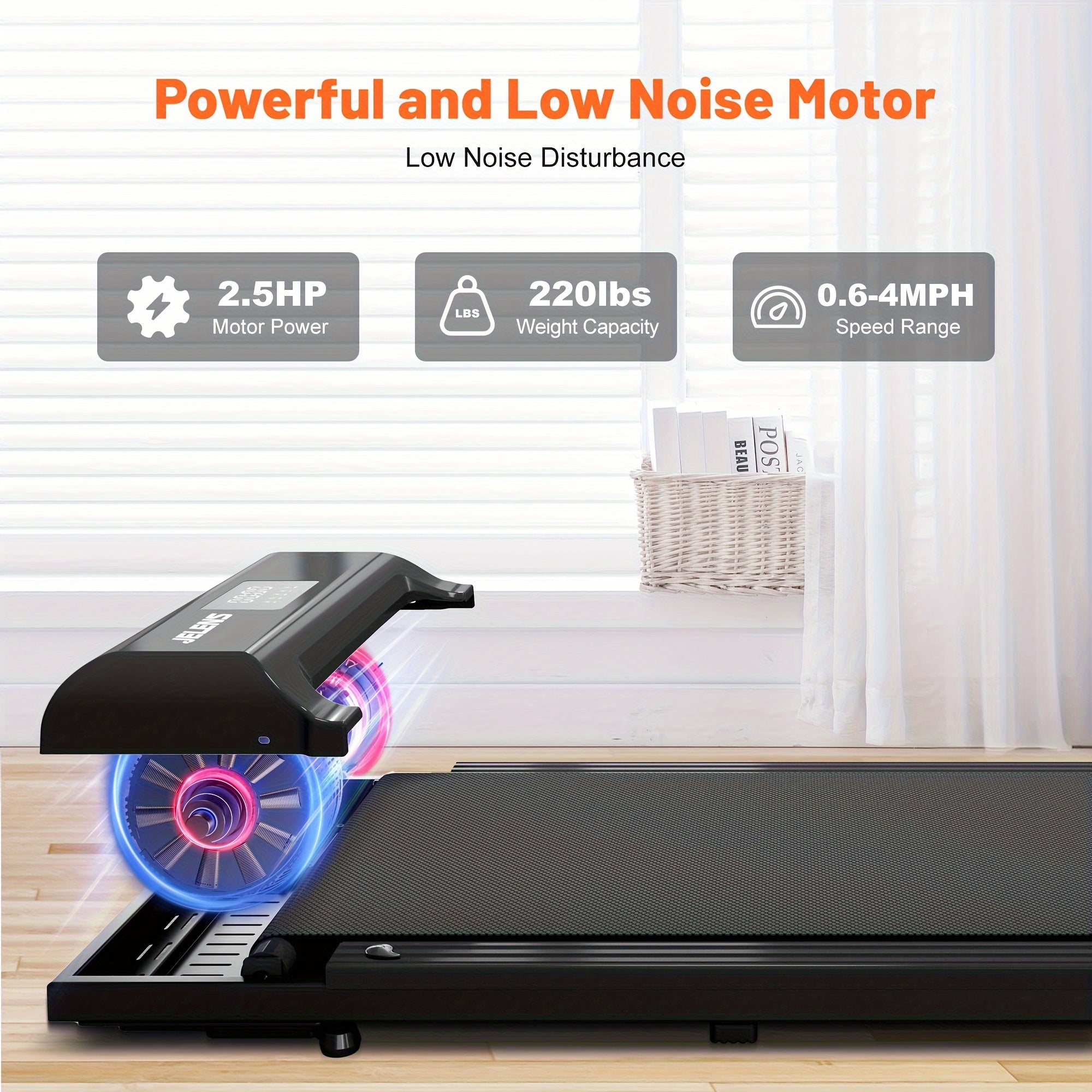 ProWalk Slim Folding Treadmill - 2.5HP Portable Under Desk Walking Machine with Remote Control, LED Display, and Space-Saving Design for Home Office Exercise and Fitness