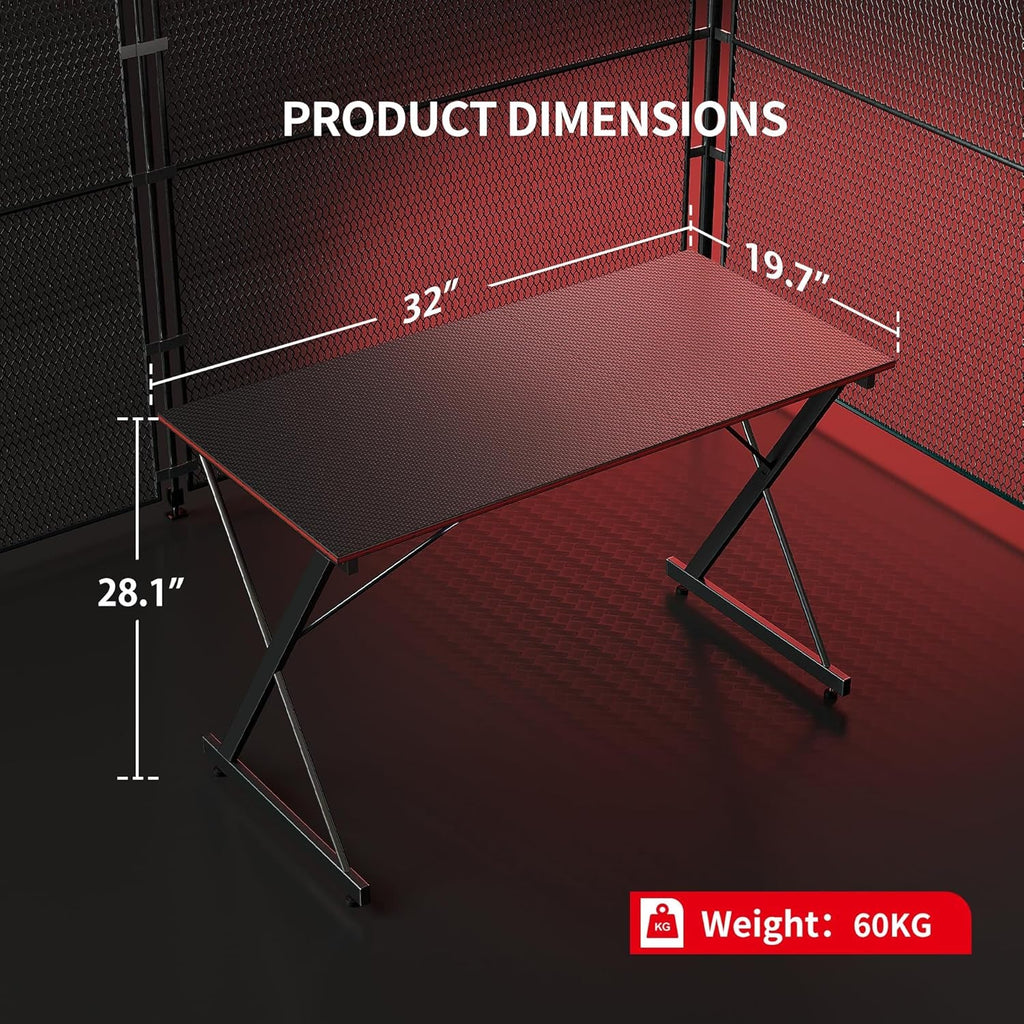 Gaming Desk 32 Inch PC Computer Desk, Home Office Desk Table Gamer Workstation, Simple Game Table, Black-2