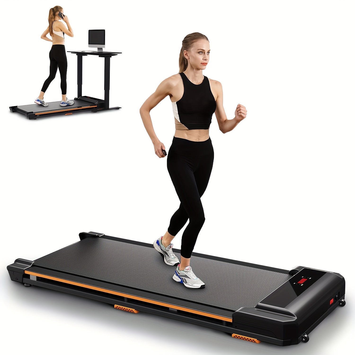 AIRHOT 1pc Under Desk Treadmill, 2.25HP Running Machine For Home Office, With 265lbs Weight Capacity, Remote Control, LED Display