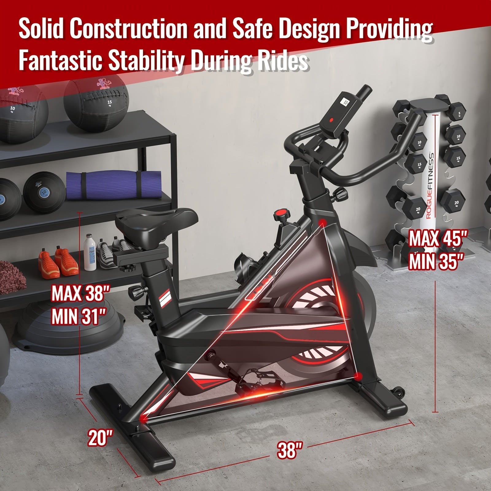 Exercise Bike-Indoor Stationary Bike for Home Gym, Workout Bike With Belt Drive, Cycling Bike With Digital Display & Comfortable Seat Cushion Convenient operation makes workouts easier and more efficient