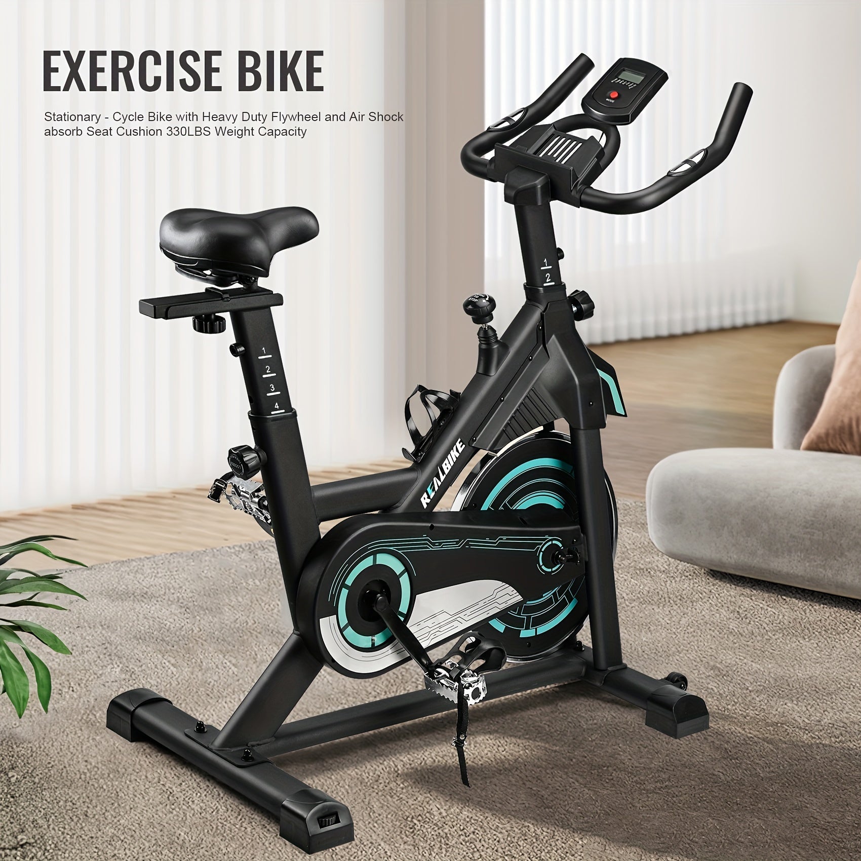 Exercise Bike, Adjustable Magnetic Resistance Silent Belt Drive, Indoor Cycling Bike for Home Cardio Gym, Fitness Stationary Bike Machine with 350lbs/300lbs Weight Capacity, Monitor with Pulse & Ipad Mount &Upgraded Version S