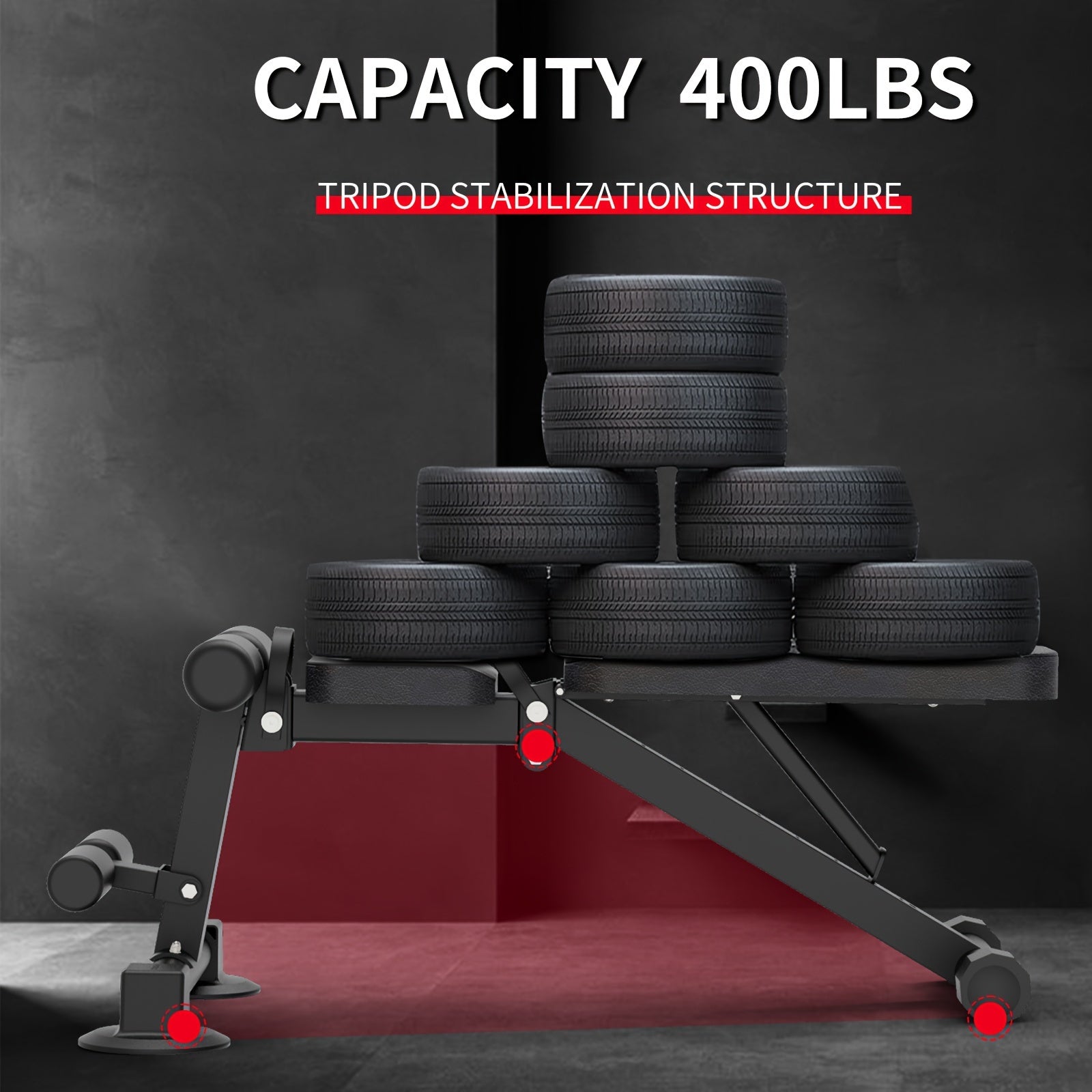 [Adjustable Weight Fitness Dumbbell Stool] Quick folding multifunctional fitness dumbbell stool withadjustable weight bench