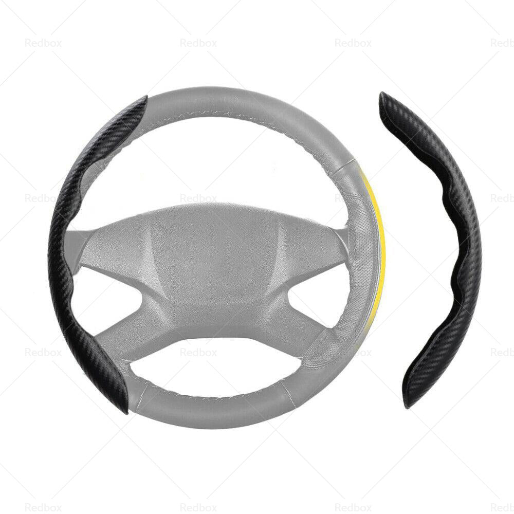 2x Black Carbon Fiber Car Steering Wheel Booster Non-Slip Cover Trim Accessories-3