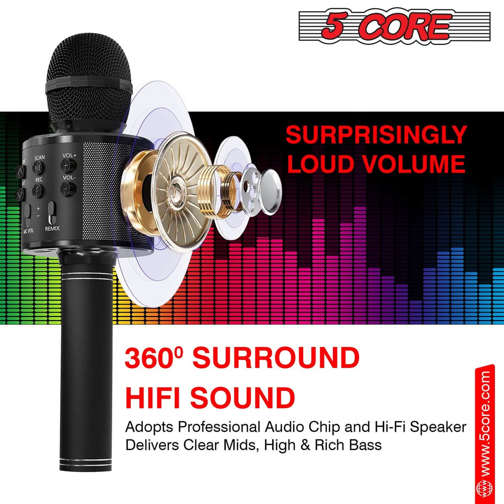 5Core Wireless Karaoke Microphone Bluetooth Mic Portable Handheld Microfonos Inalambricos BLACK-4