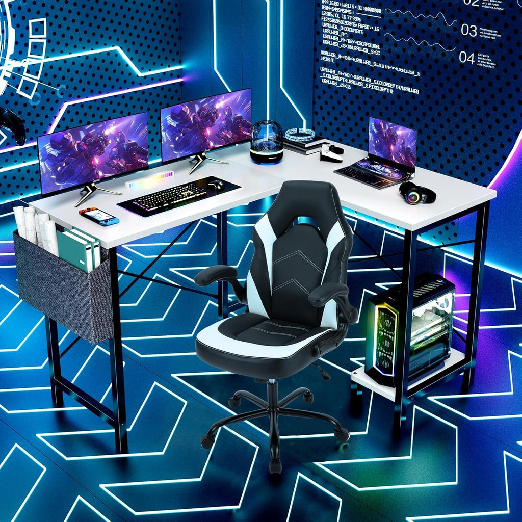 White L Shaped Gaming Desk 50 Inch-1