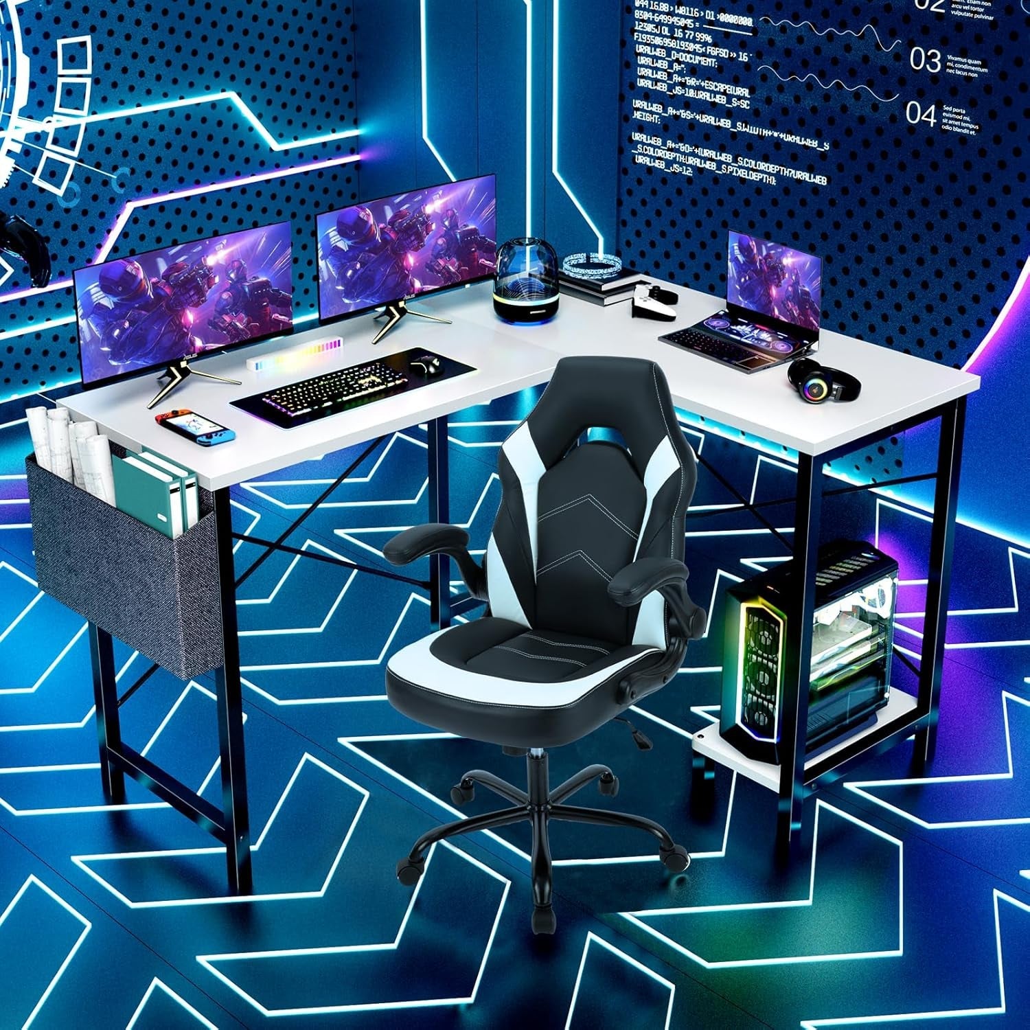 White L Shaped Gaming Desk 50 Inch-1