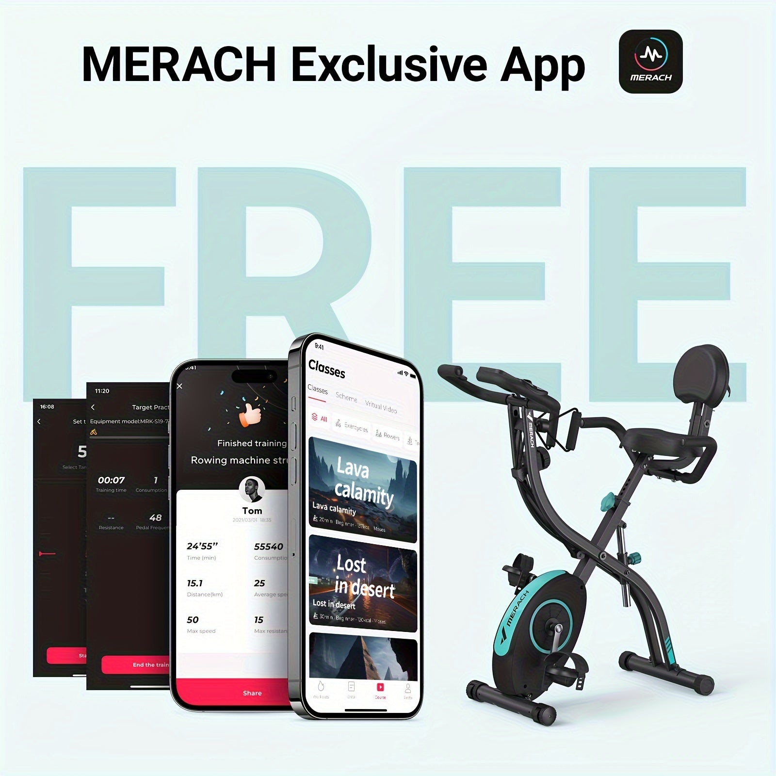 300lbs Capacity 16-Level Resistance MERACH 1pc Foldable Exercise Bike For Home - 4-in-1 Stationary Bike