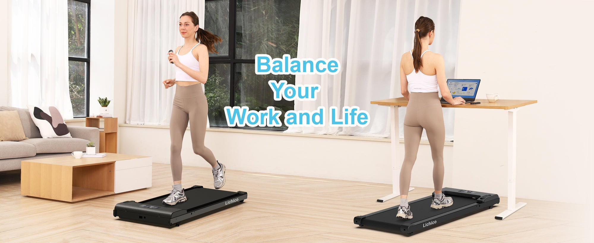 Lichico Under Desk Treadmill, Walking Pad Portable Small Treadmill for Home and Office, 2.5HP Super Quiet Brushless Motorized Walking Jogging Running Machine with Remote Control