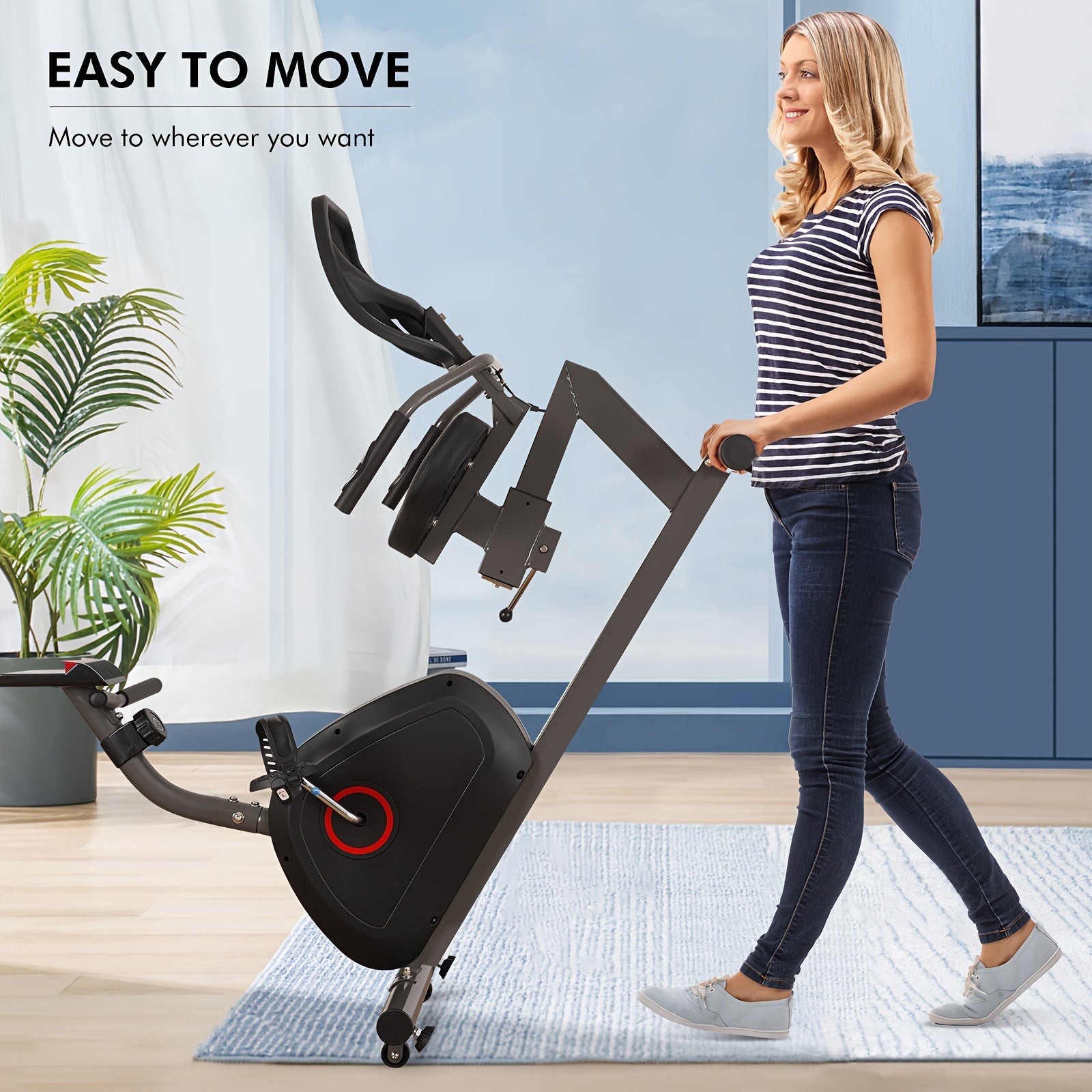 Recumbent Exercise Bike For Seniors Stationary Bike Sturdy Quiet 8 Levels Recumbent Bikes Large Comfortable Seat Heart Rate Handle & IPad Holder For Gym Home Adults