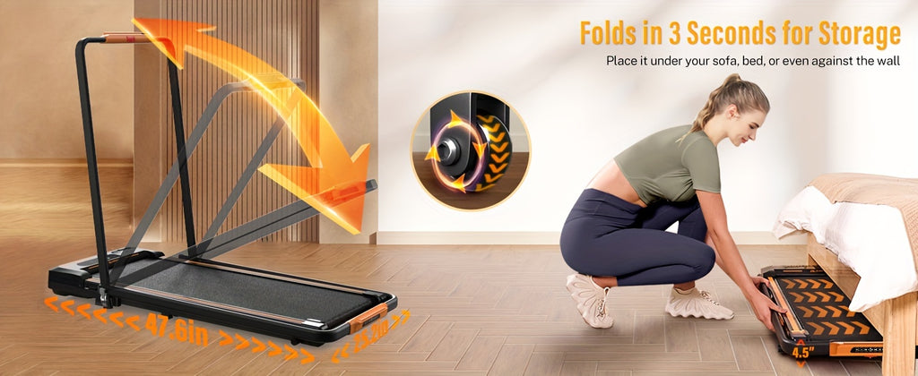 AIRHOT 2-in-1 Under Desk Treadmill 2.5HP Folding Compact Black Walking Pad, Without Battery