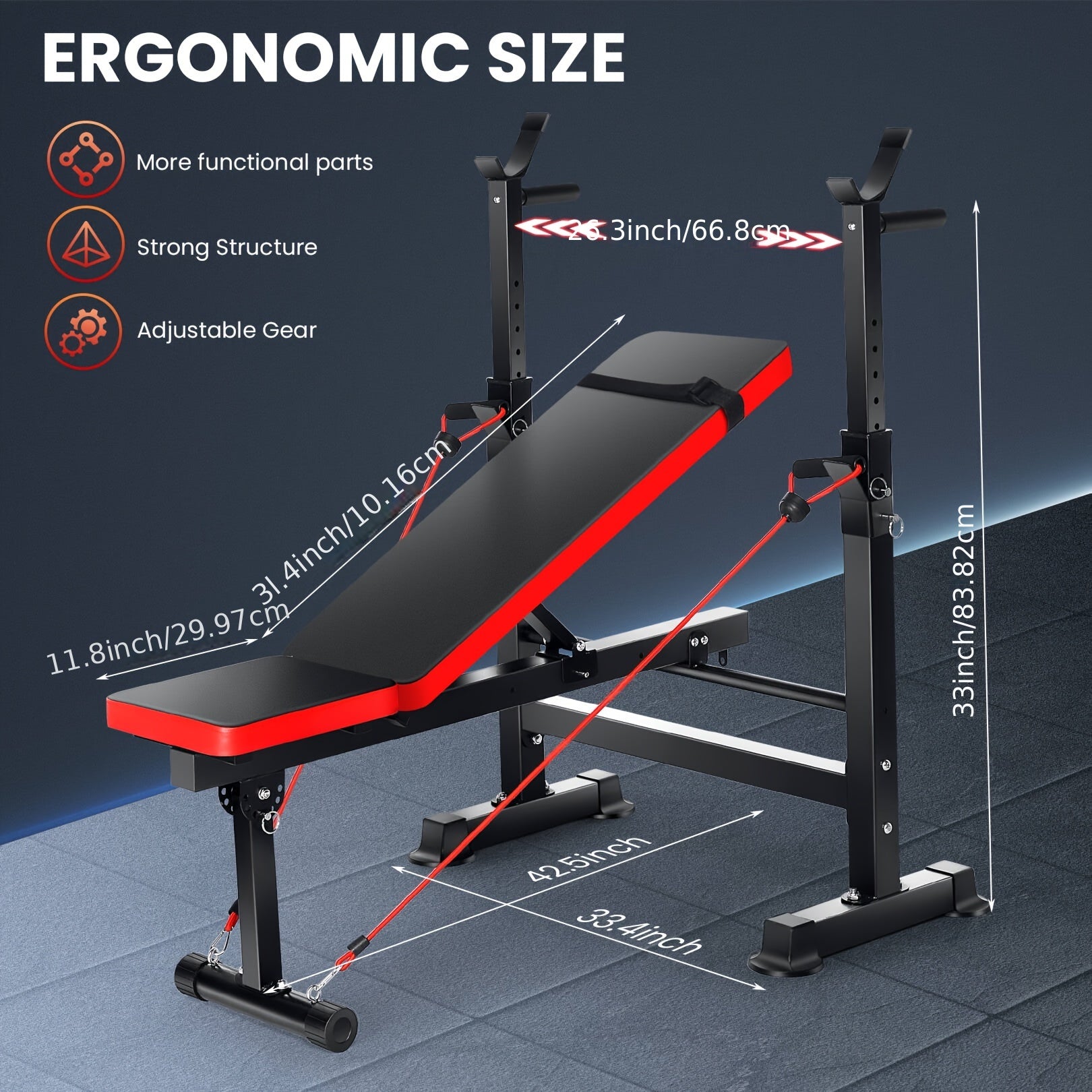 All In One 3S Fast Folding Home Gym Equipment Professional Workout Bench Set with Squat Rack, Adjustable & Foldable Upgrade Weight Bench Press Set with Leg Developer, Preacher Curl Pad for Full Body Workout